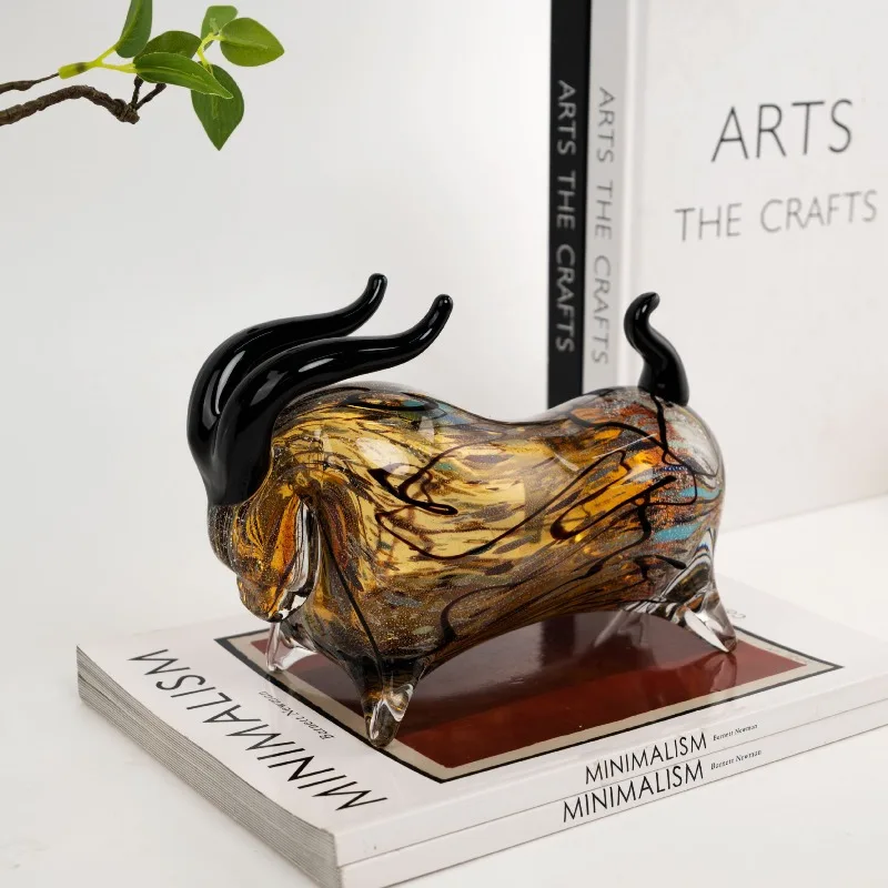 Light Luxury Cow Statue, Handmade Glass Crafts, Desktop Ornaments, Office Decorations, Home Environment Decorations, Gifts