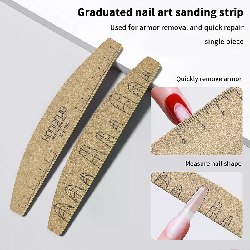 ملفات أظافر مخصصة مع خط مقياس 100/180/180 حصى قابل للغسل عصا تلميع لطلاء الجل وأظافر عين القط أدوات مانيكير وباديكير