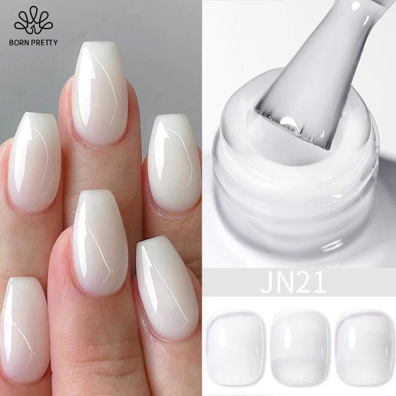 Faillite N PRETTY-Verhéritage à Ongles Gel Blanc Laiteux, Gel Soak Off, Verhéritage Translucide Blanc, Semi Continu, Besoin de vaccage à la Lumière UV, 10ml