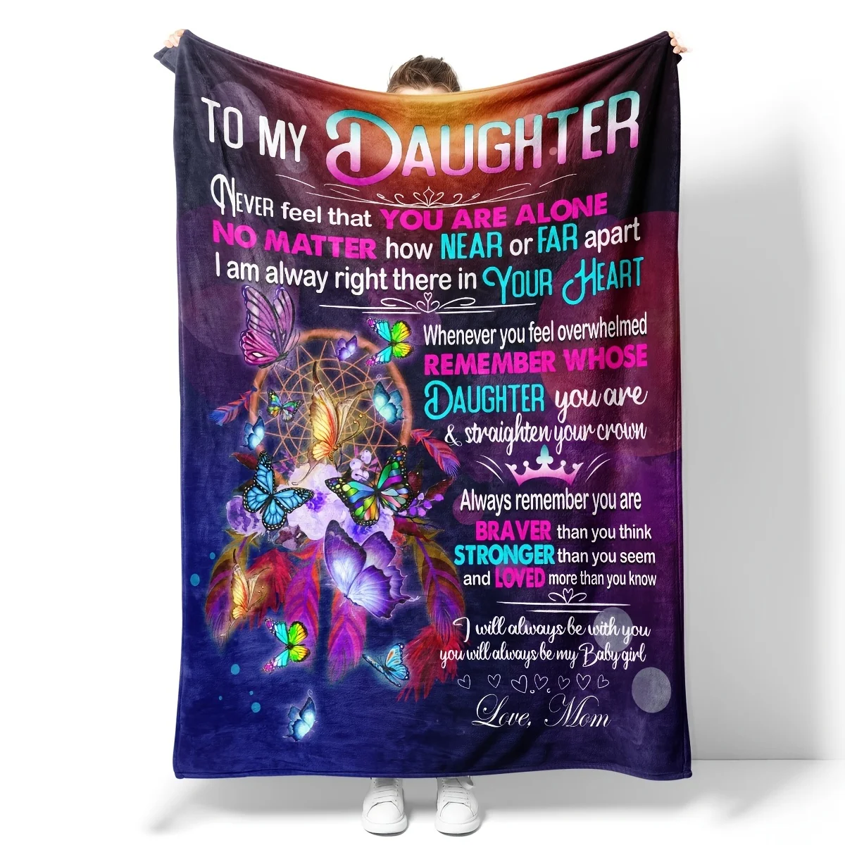 

Gift for My Daughter Blanket from Mom as Birthday Gift I Love You Letter to Her Ultra-Soft Flannel Fleece Light Weight Bed Throw