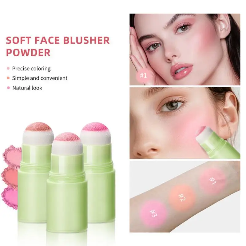 Blush Stick ปกปิด Contour Blusher ฟองน้ํานุ่ม Head Blush Stick Facial Rouge Blush Lasting Contour Shadow Blusher สําหรับแก้ม