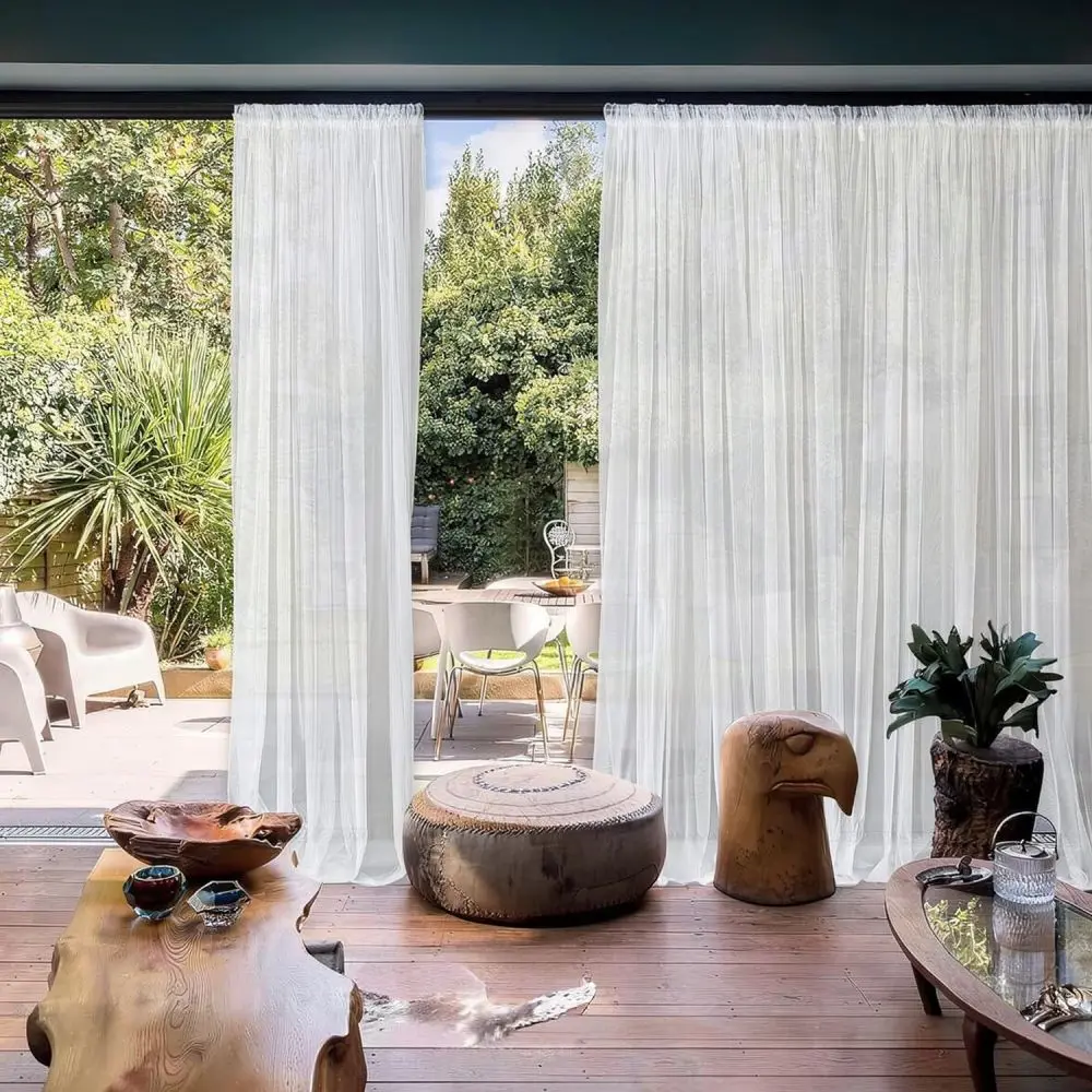 Outdoor Mosquito Screen Garden Patio Netting Breathable Mesh Curtain White Black Fabric For Balcony Pergola Rod Pocket Decor