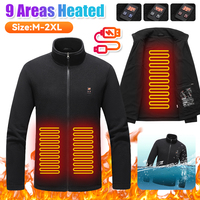 9 Heated Area Intelligent Heating Coat USB Charging Heated Insulated Jackets 3 Gear Temperature Heated Sweater for Hiking Skiing