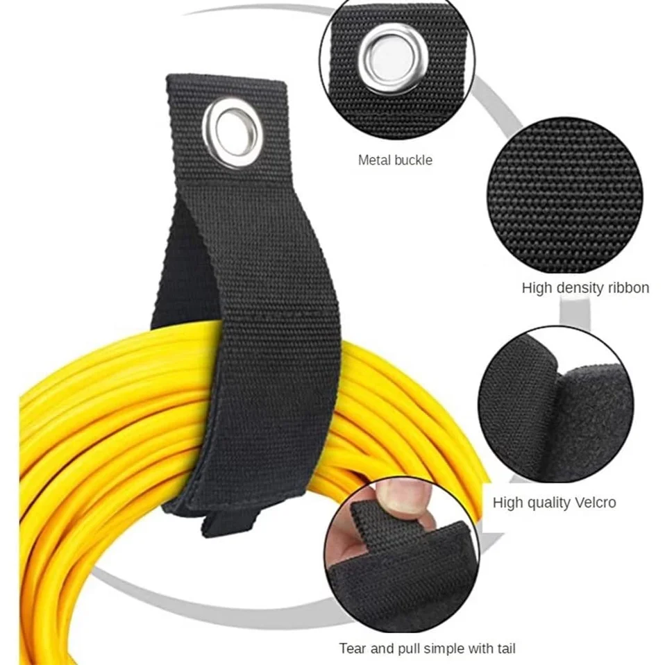 Organizador de soporte de cable de extensión, herramienta de maletero de coche, correa de almacenamiento de bucle de gancho resistente para casa, sótano, RV, garaje, enrollador de Cables
