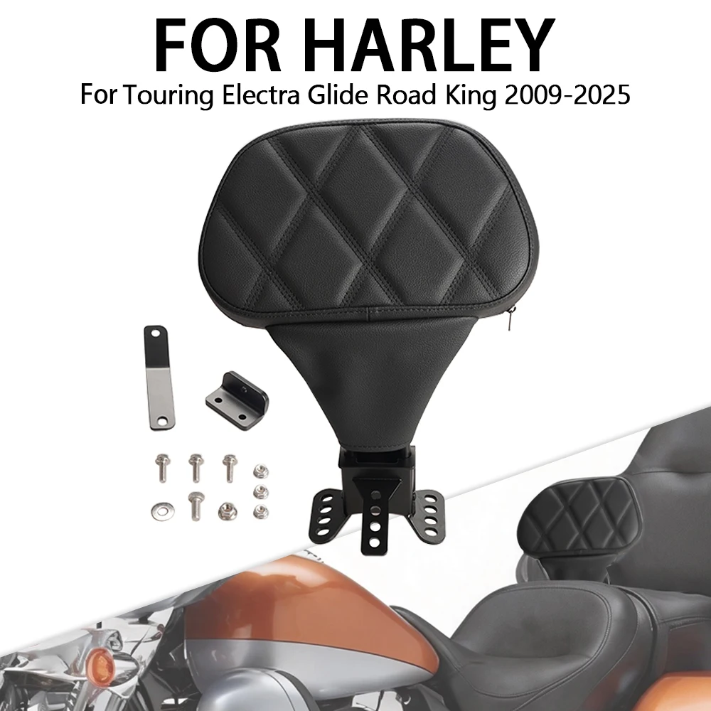 

Мотоциклетная регулируемая спинка-подушка из черной кожи для водителя, подходит для Harley Touring Street Glide Road King 2009-2025