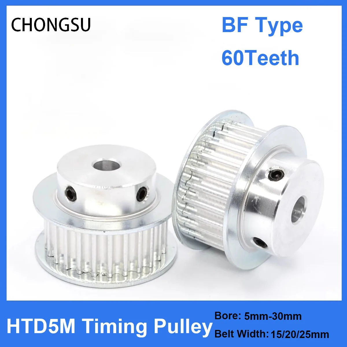 1Pcs HTD 5M 60Teeth Timing Pulley 5M-60T Bore 5mm-30mm For Width 15/20/25mm HTD5M Synchronous Belt 3D Printer Parts