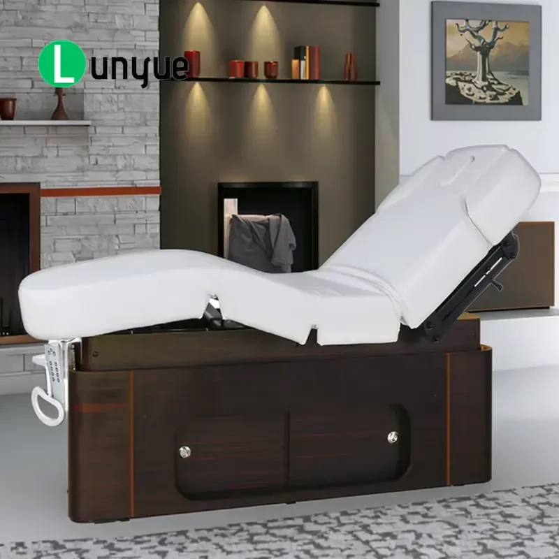 4 Motors Electric Massage Bed with Drawers Wooden Spa Table for Facial and Body Massage Customizable