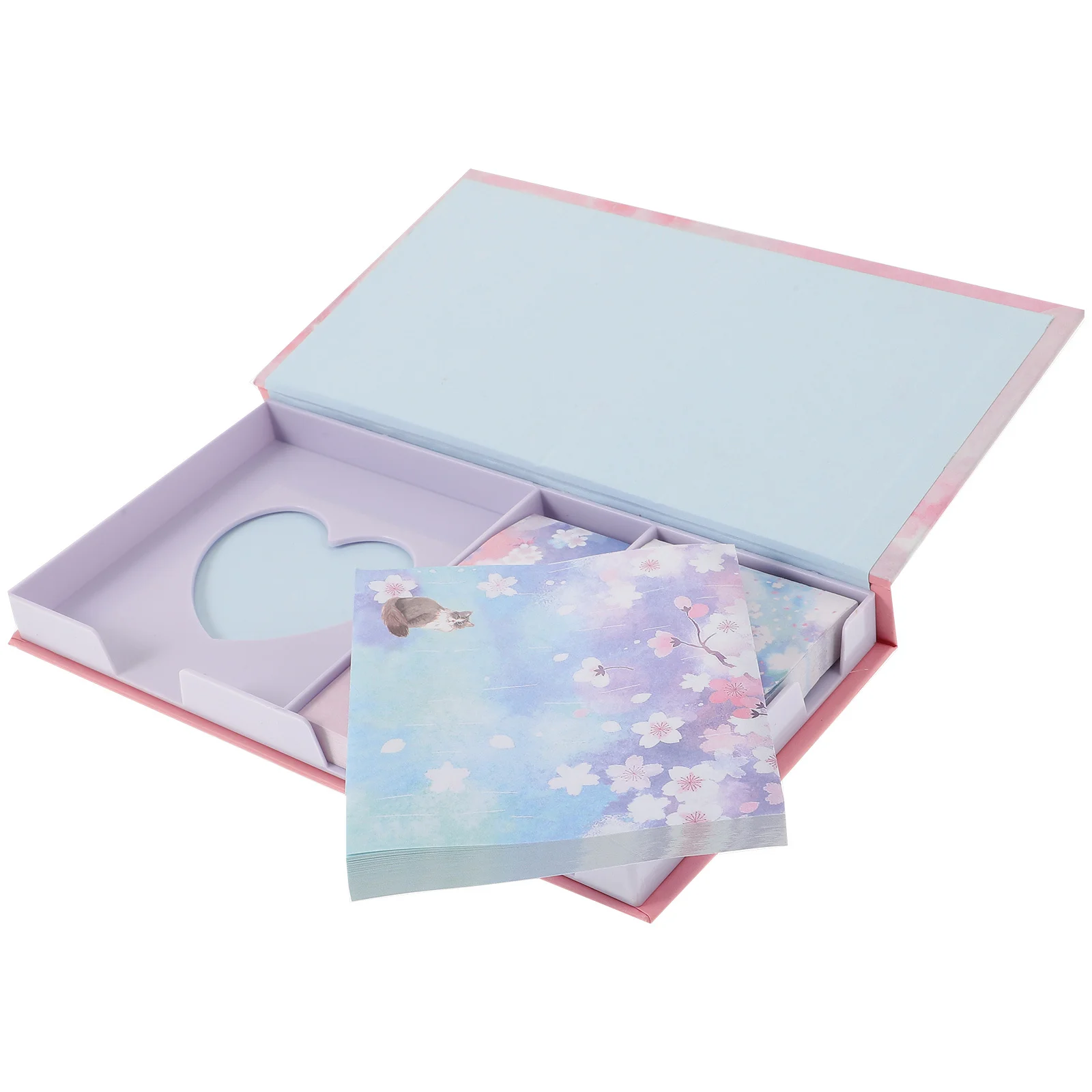 1 Satz 1 Set Katzen-Aufkleber-Notizblöcke, Kirschblüten, Tier-Design, klebrige Notizblock-Box für Zuhause, Schule, Büro, schläfrige Katze, wiederverwendbar