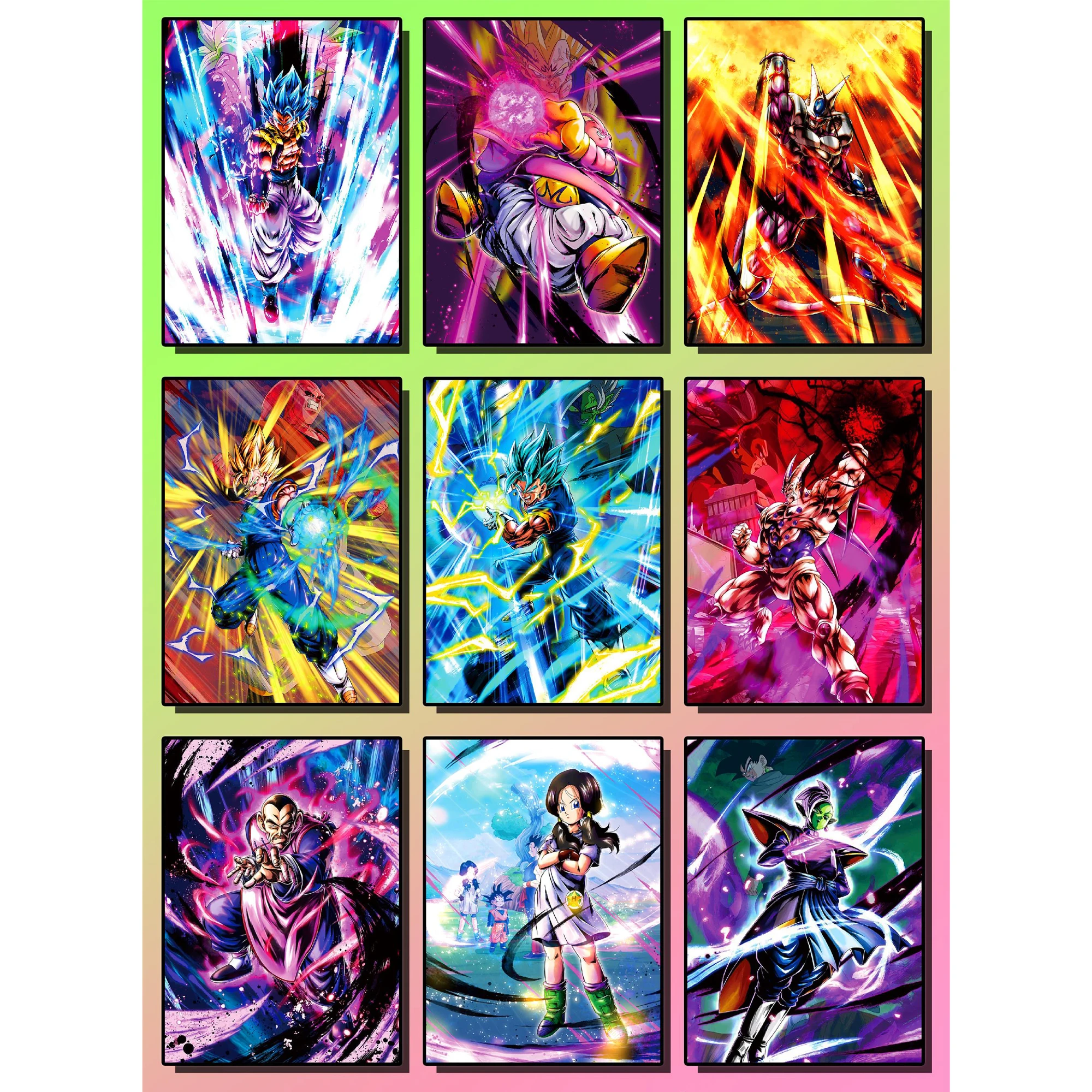 

9Pcs/set Dragon Ball Laser Light Flash Cards Super Saiyan Goku Vegeta Gohan Vegetto Majin Buu Anime Collection Card Diy Gift Toy