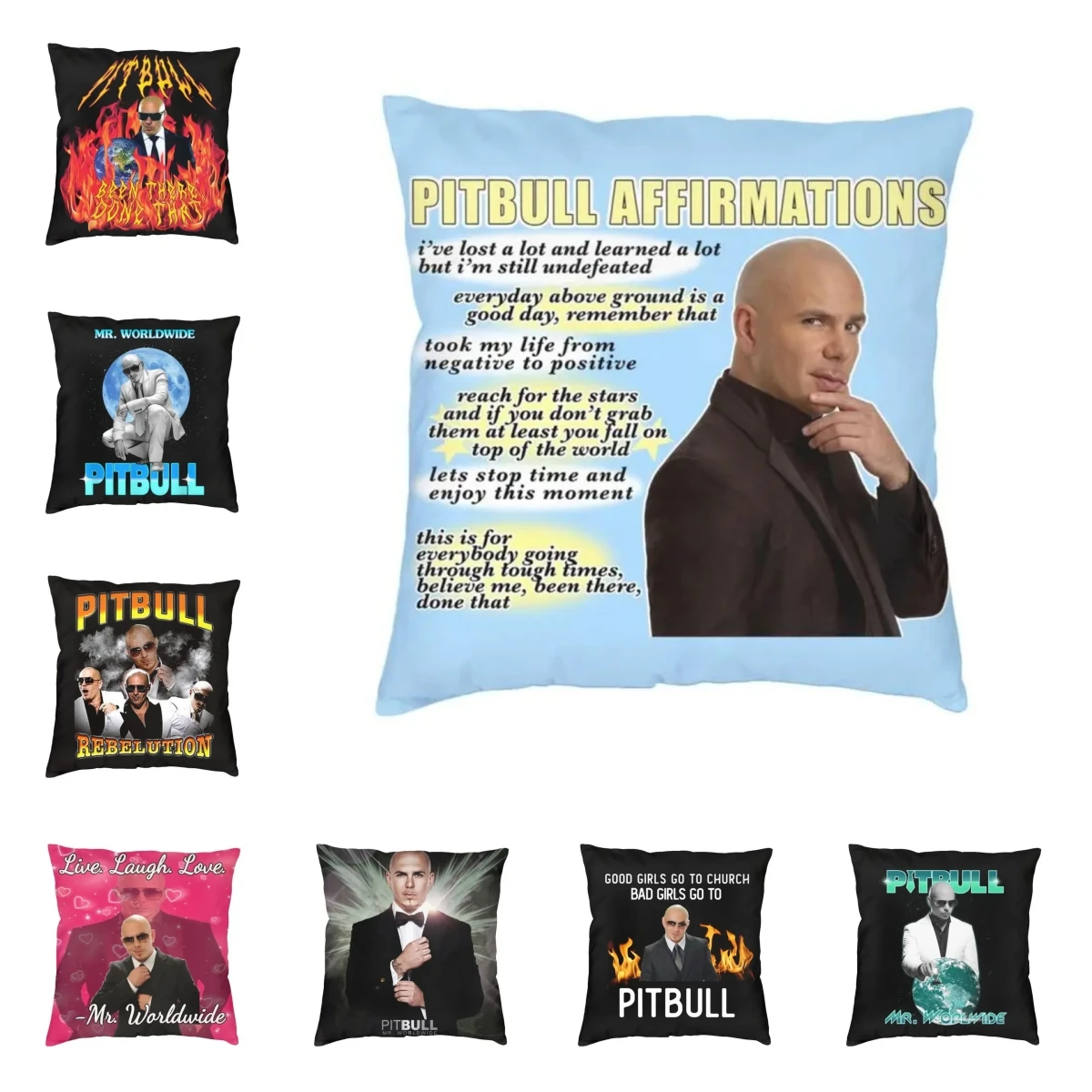 

Affirmations Mr Worldwide Modern Throw Pillow Covers Home Decor Pitbull Rapper Cushion Cover Living Room Decoration Pillowcase