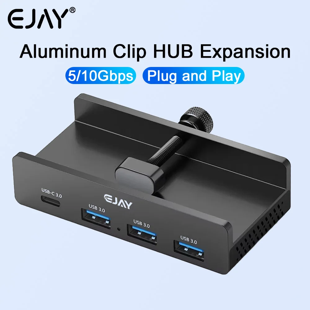 EJAY USB HUB Clamp 5/10Gbps USB3.2/3.0 Splitter AdapterHigh Speed Data Transfer for iMac Pro Mackbook Desktop PC Accessories