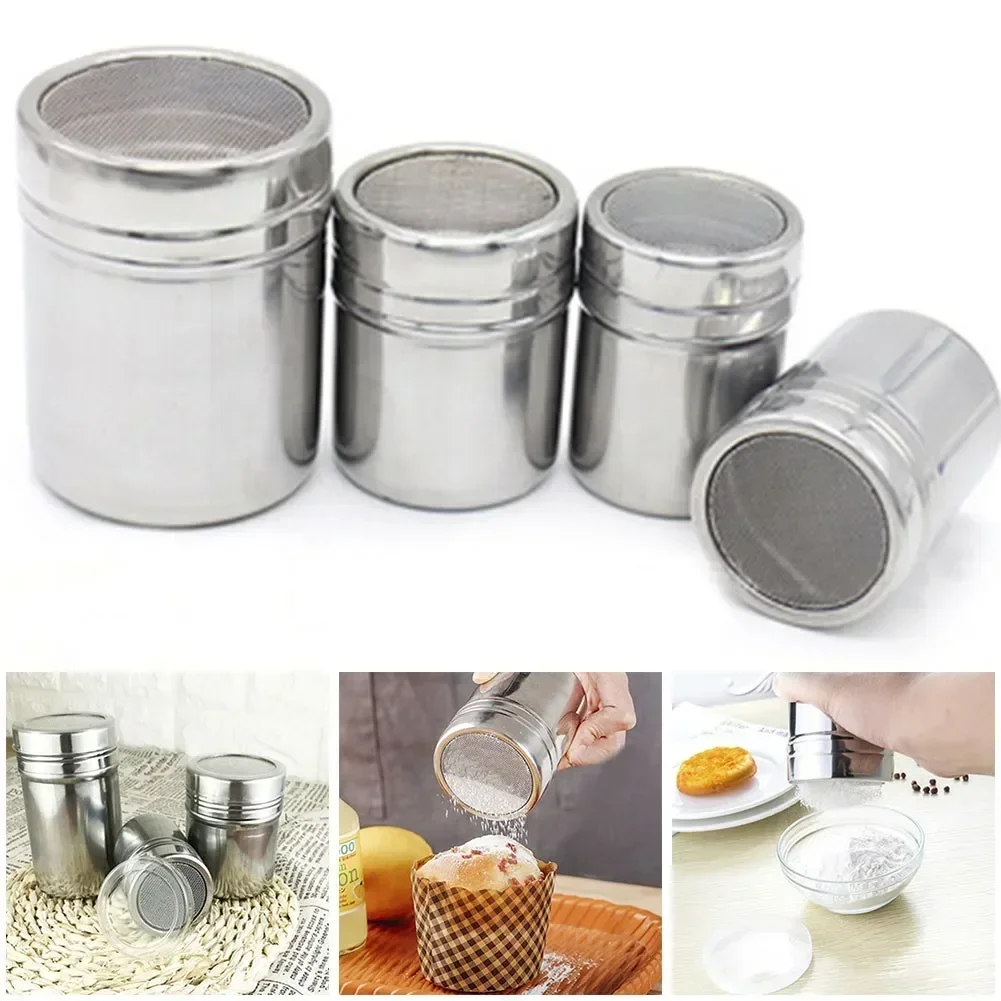 Coffee Duster Stainless Steel Fine MeshType Of Powder Sprinkler Icing Sugar Cocoa Flour Jar Professional Kitchen Filter Cooking