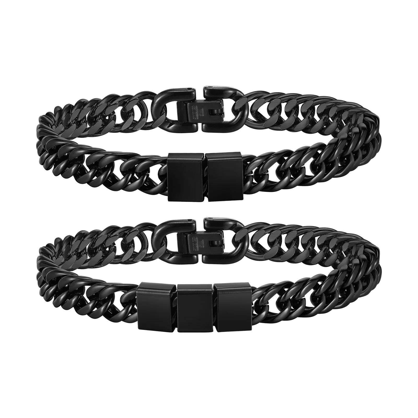 

Custom 2-3 Names Beaded Bracelet for Men Boys,19CM Black Stainless Steel Cuban Chain Bracelets,Personalized Jewelry Father Gifts