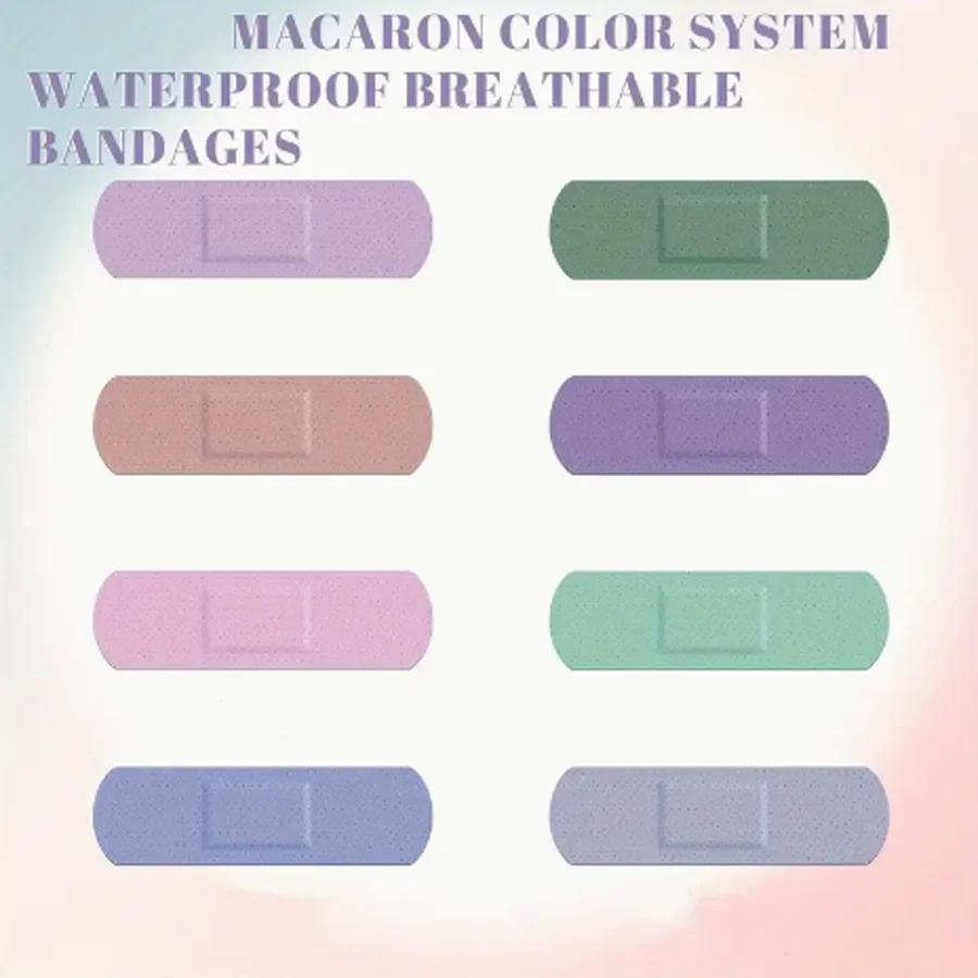 24pcs/40pcs PE Waterproof Bandages Solid Color Breathable Bandages Stickers In 8 Styles