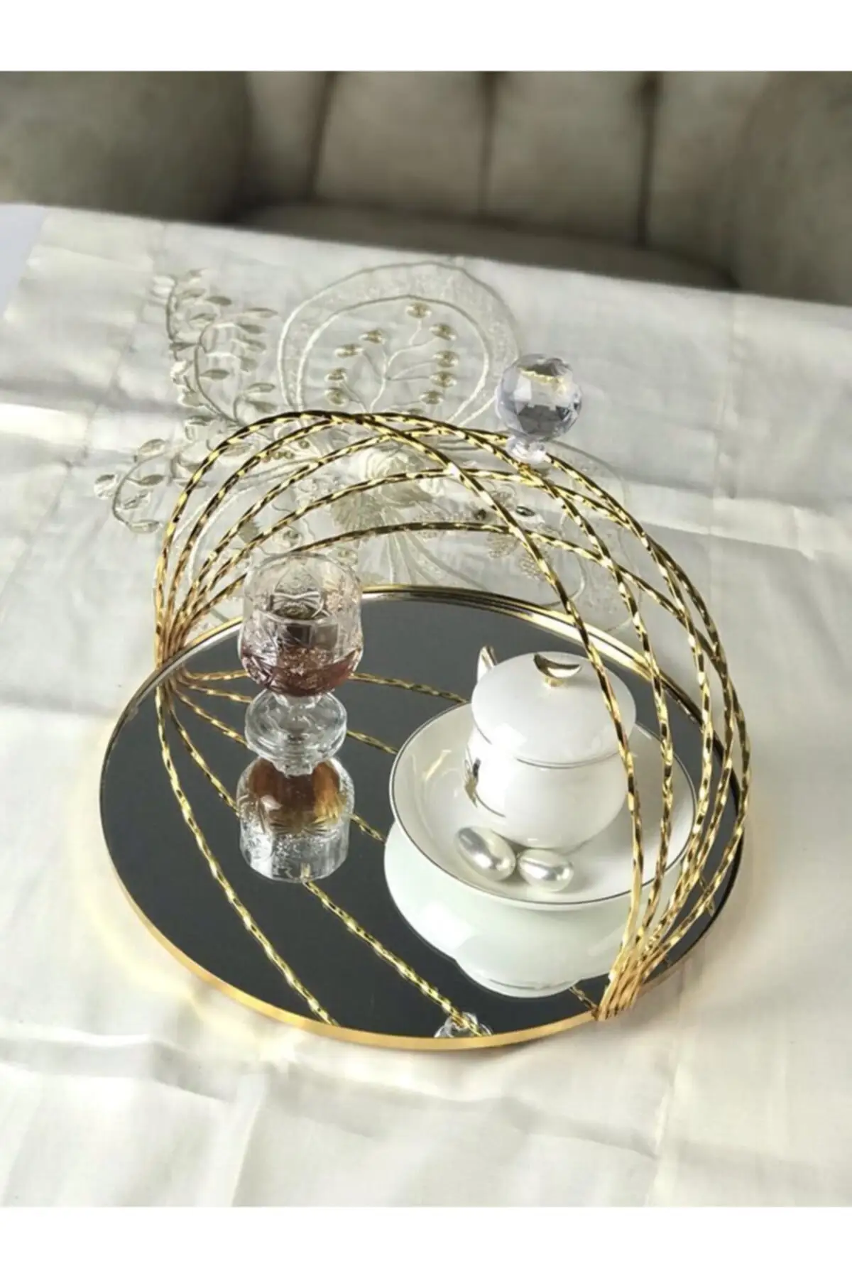 Luxury gold cage tray single serving luxury 2022 tray table decorative serving luxury tray Tea tray Tea tray