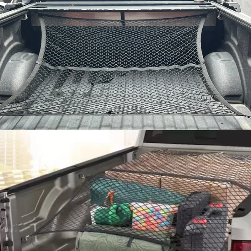 Truck boot fixing net Mesh cargo luggage net pocket Heavy load non-slip fixing extended protective cover Comes with four hooks