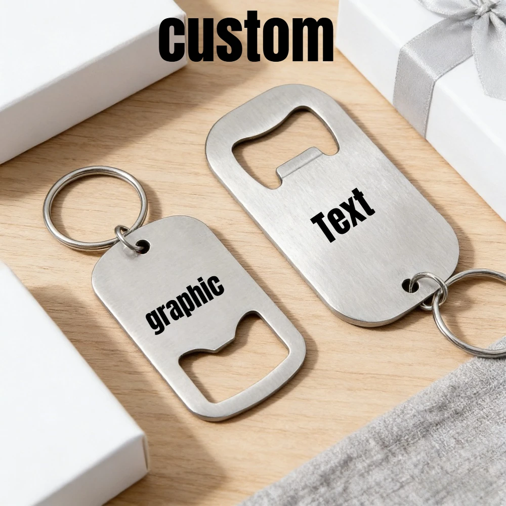 

New Custom Simple Portable Stainless Steel Beer Bottle Opener Keychain Personalize Multifunctional Restaurant Promotion Giveaway