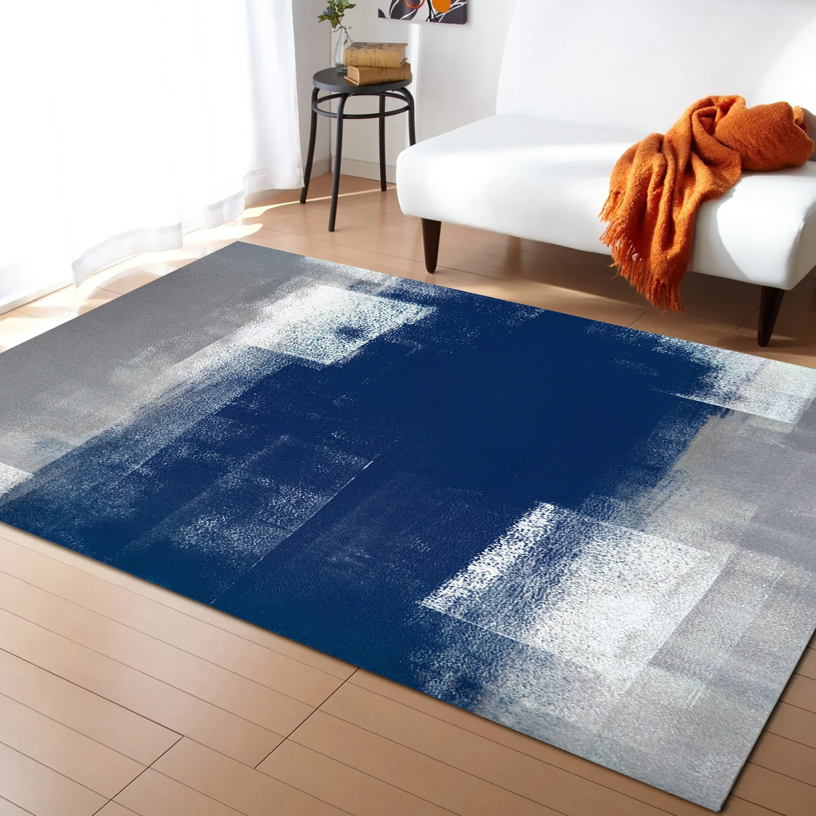 

Blue Gray Abstract Art Texture Carpet Area Rug Children's Room Living Room Bedroom Large Rug Home Play Decoration Floor Mat