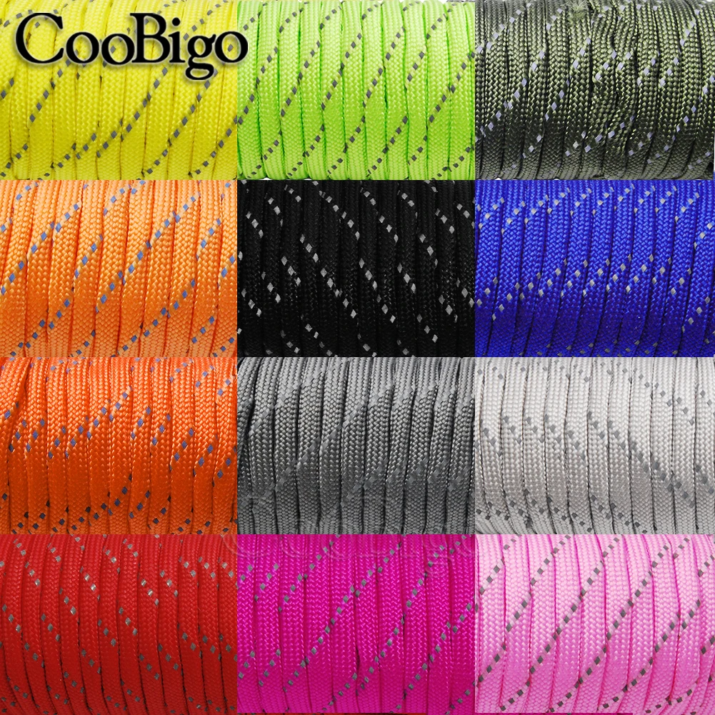 10ft 4mm Paracord Bracelet Rope Reflective Parachute Cord Lanyard  7 Core Strand DIY Jewelry Making Survival Craft Accessories