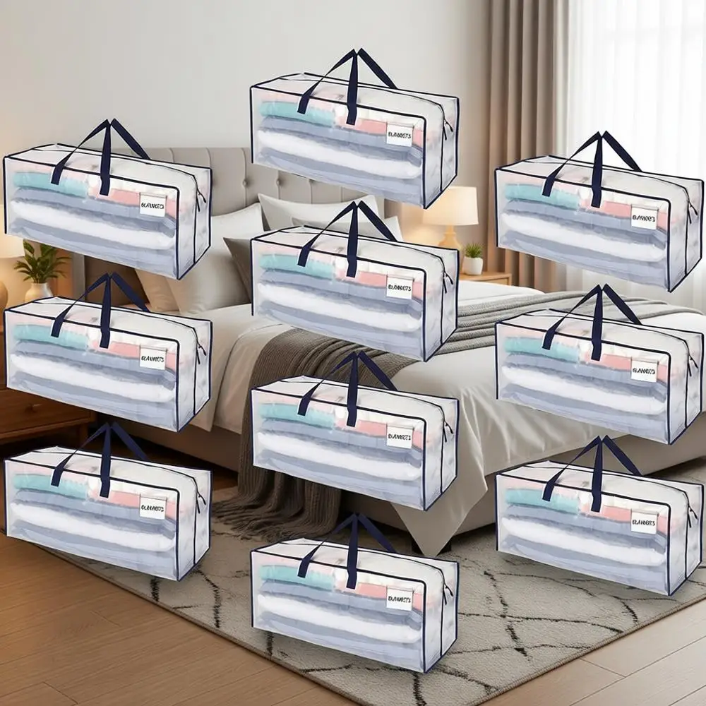 

10 Heavy-Duty Moving Bags with Straps, Zippers & Handles - Large Packing Bags for Dorms and Moving