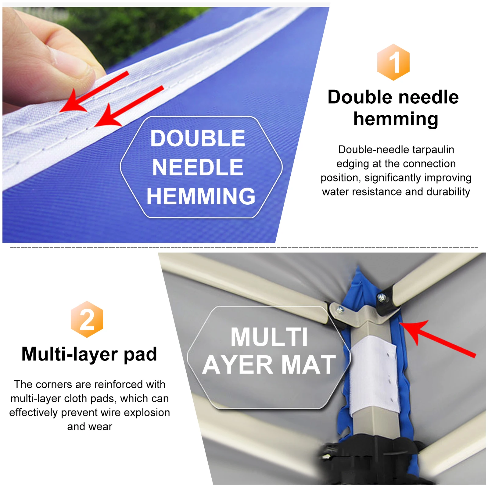 3x3m Pop Up Gazebo Tent Top,Double Silver Glue Sunshade UV Protective Extra Thick Explosion-proof Tarpaulin Cloth 420D Cloth