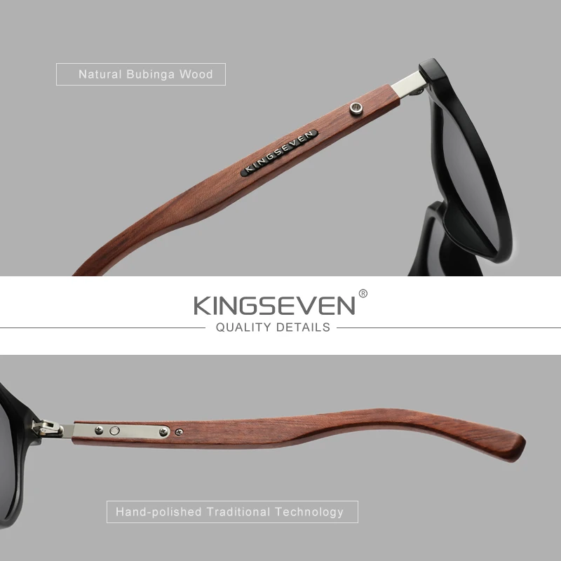 KINGSEVEN-gafas de sol polarizadas UV400 para hombre y mujer, lentes ópticas de protección ocular, gafas de madera de lujo, montura completa grande