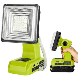 RYOBI 18V 리튬 배터리용 LED 작업등 손전등 스포트라이트, USB C타입 포트, 야외 비상 조명, P108 P104