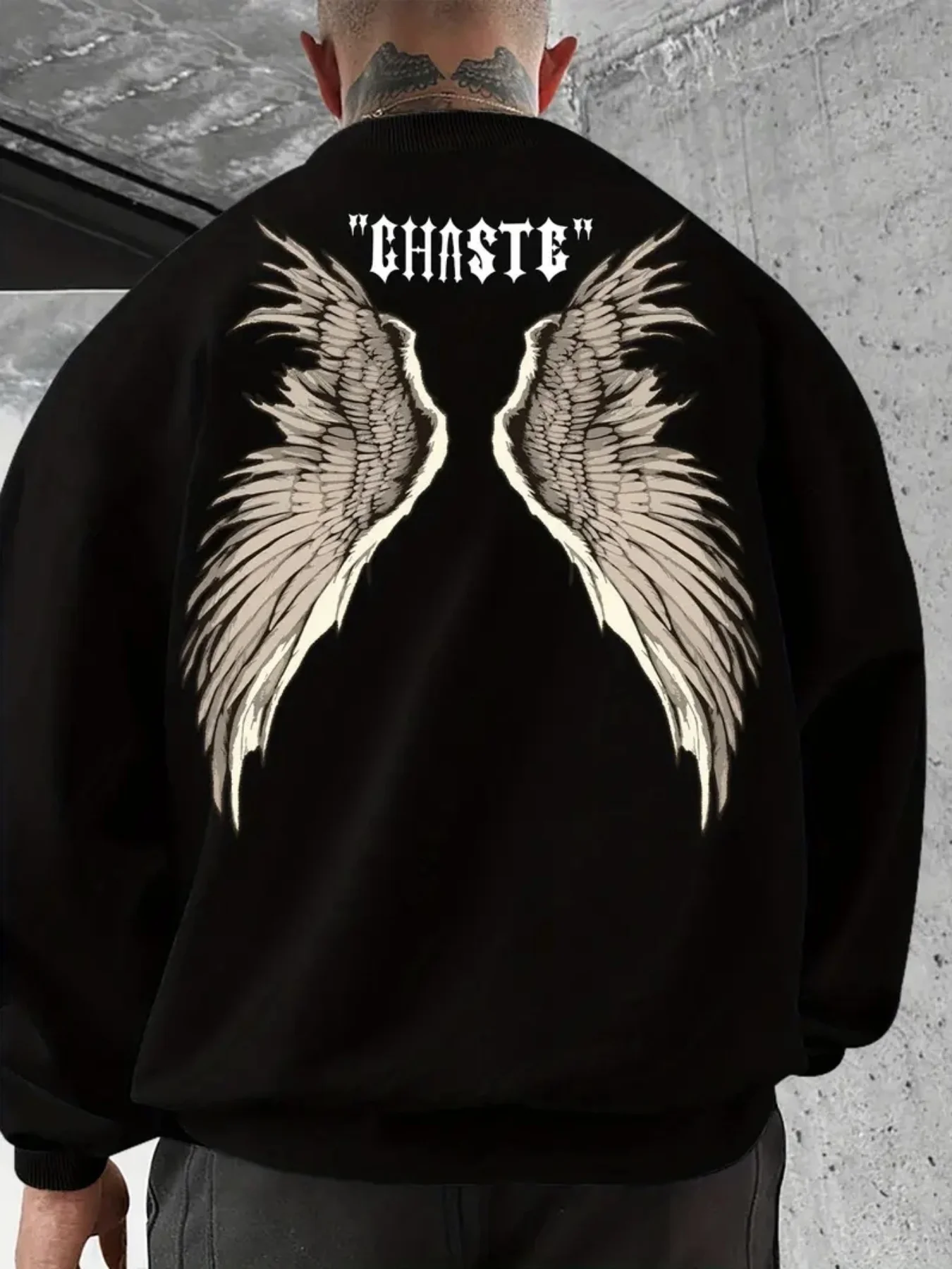 Męska bluza z długim rękawem i okrągłym dekoltem, casualowa, z nadrukiem free, turning point, wzór na Halloween/strój na przyjęcie bożonarodzeniowe