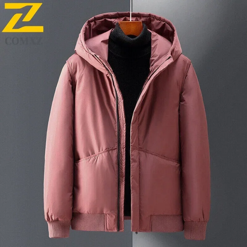 

COMXZ ветрозащитный пуховик толстый теплый высококачественный повседневный зимний пуховик дорожная минималистичная зимняя куртка мужская одежда