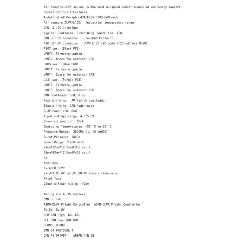 For Matek ASPD-DLVR DIGITAL AIRSPEED SENSOR For RC FPV Racing Freestyle Airplane Drone F765-Wing Flight Controller