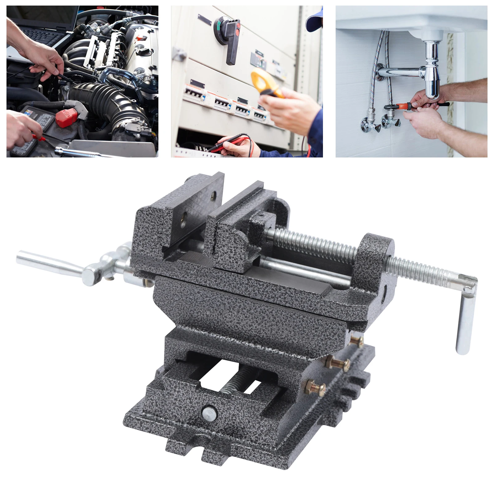 

4" Cross Slide Drill Press Vise 2 Way X-Y Compound Vise Metal Milling Clamping Clamp Machine Black