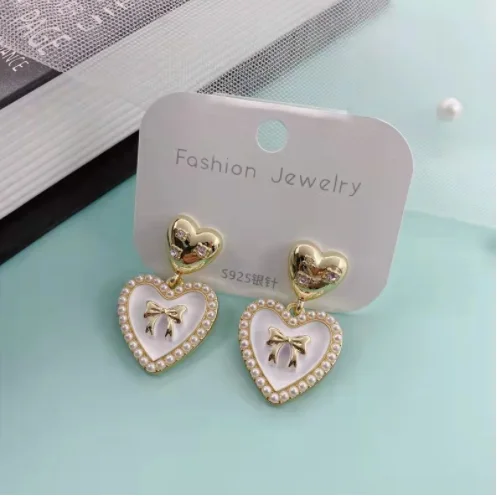 Baroque luxury vintage full women bow earrings big love earrings