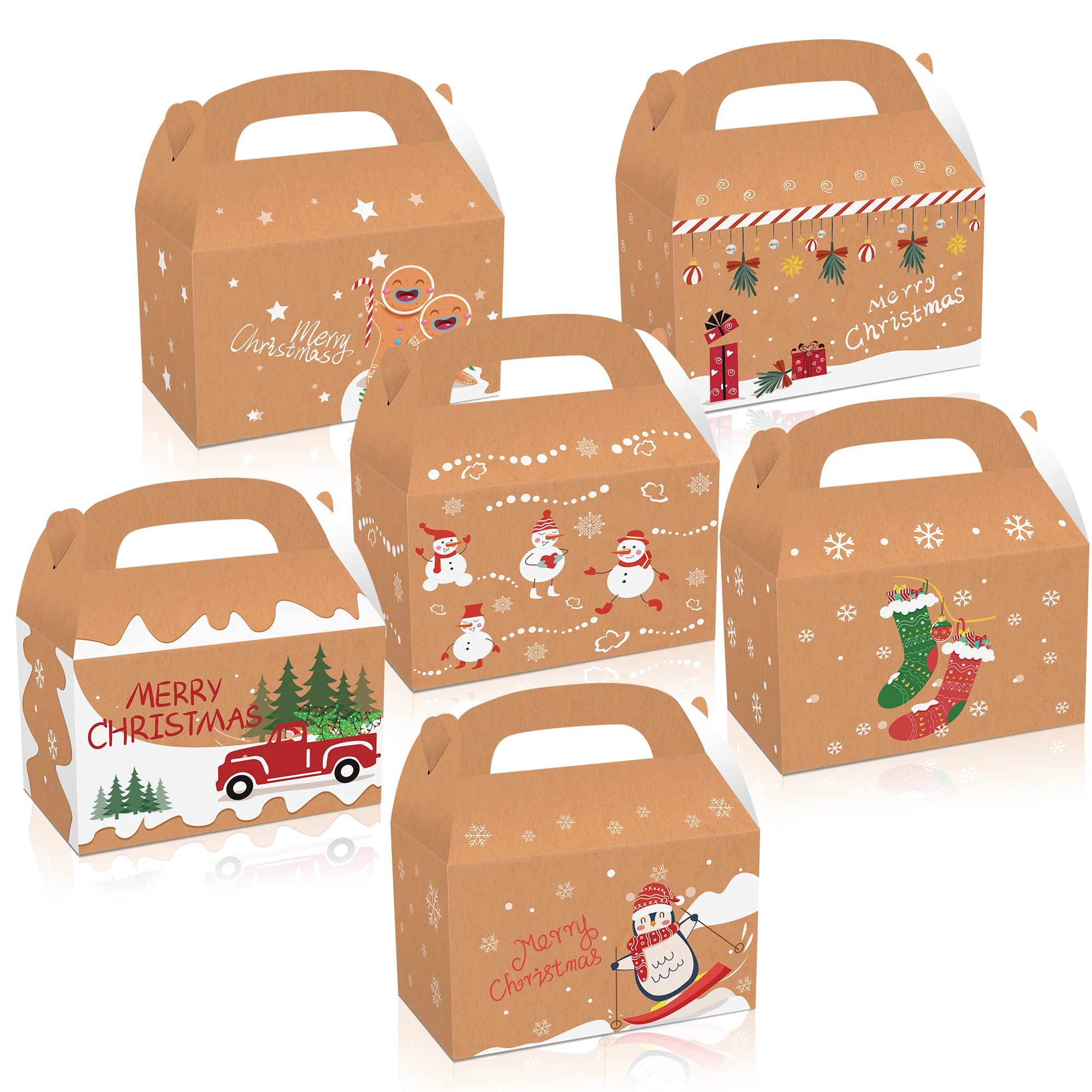 

DD082 4Pcs Christmas Paper Boxes Kids Treats Candy Box Bag Navidad New year Christmas Home Decoration Natal Gift Bags Kerst Noel