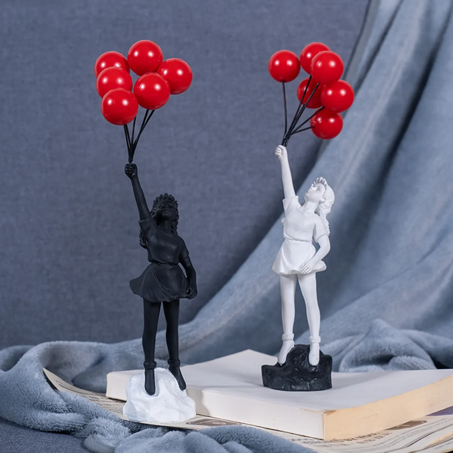 

New Room Decoration Creative Love Balloon Girl Sculpture Ornaments Abstract Modern Home Desktop Study Office Decor Gift