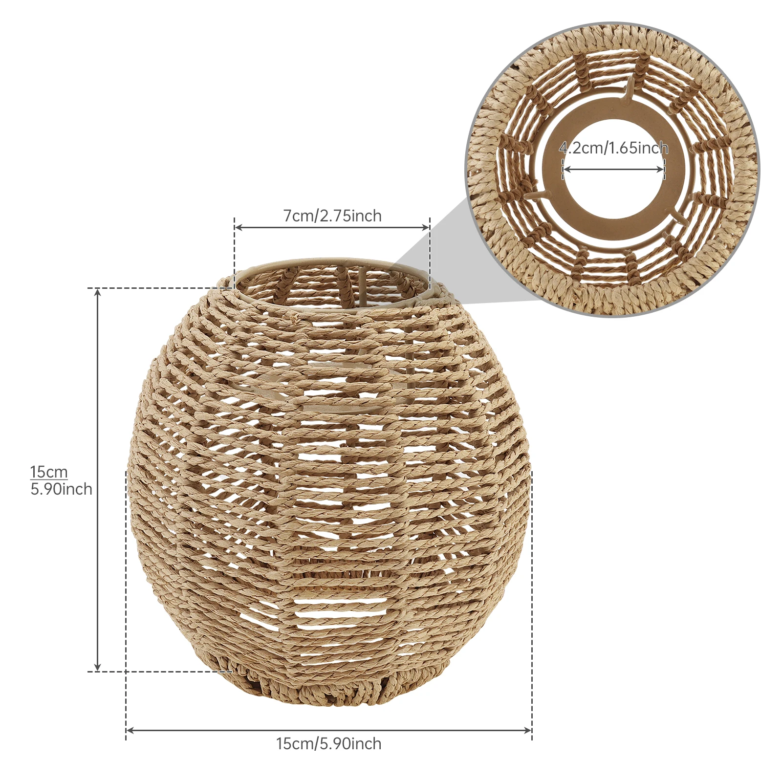 Rattan Lamp Shade Handmade Woven Retro Lampshade Home Decor for Cover Table Lamp Pendant Light Floor Lamps