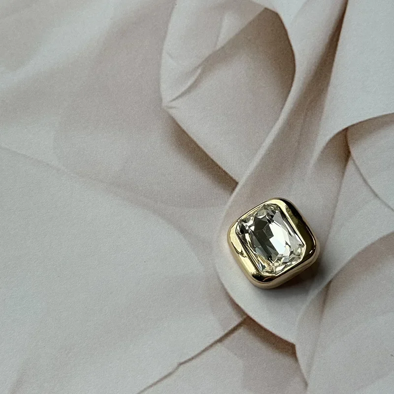 5pcs Fashionable Diamond Buttons High Quality Large Rhinestone Square Metal Buttons Clothing Decorative Buttons