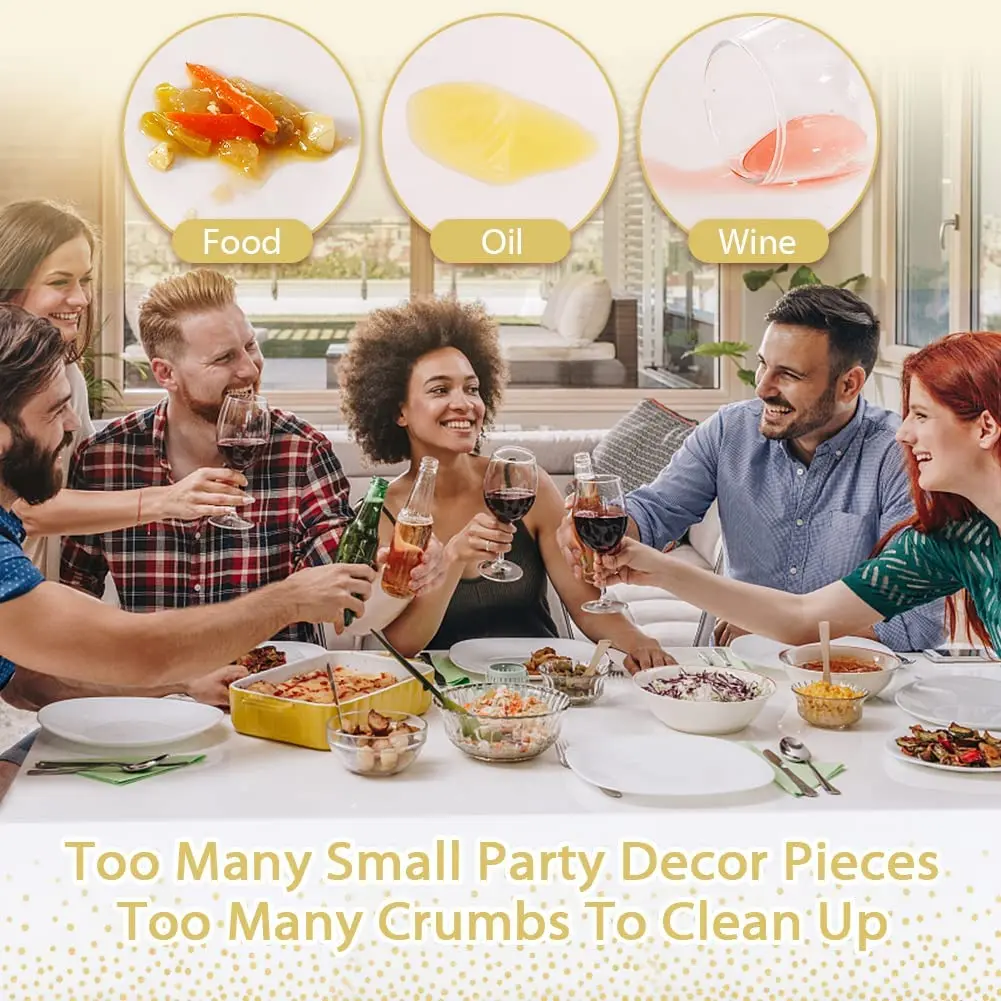 54 "X 108" Witte Plastic Tafelkleed Goud Dot Wegwerp Tafelkleden Witte Tafel Cover Gold Tafelkleden Voor Party Diy decoraties