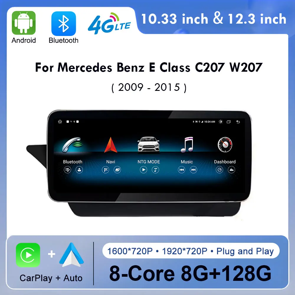 For Mercedes Benz E Class C207 W207 A207  2009 - 2015 NTG 4.0/4.5 System Wireless CarPlay Car Radio Navigation GPS Android 14 BT