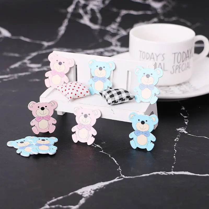 25 Pcs/Set Wooden Bear Craft Cutout for Wedding Table Scatter Ornaments