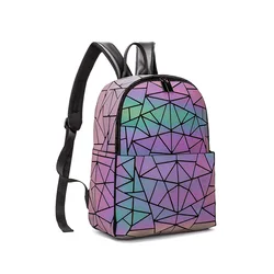 Iridescent Reflective Geometric Backpack Luminous School storage Bag Rhomboid Versatile Personality short travel