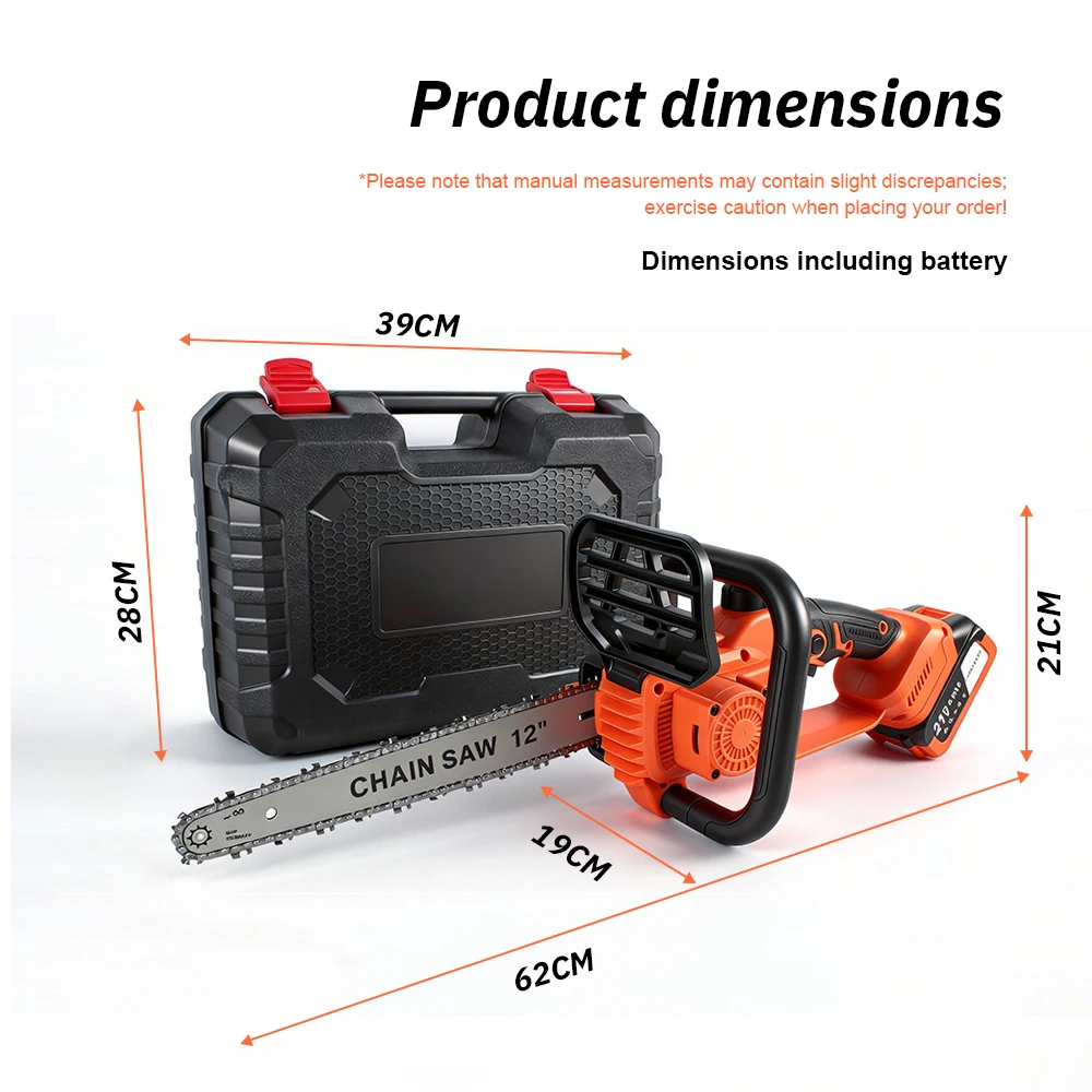 TUNGFULL 12 Inch Brushless Cordless Chainsaw Electric Log Splitter Handheld Saw for Wood Cutting And Tree Trimming (No Battery)