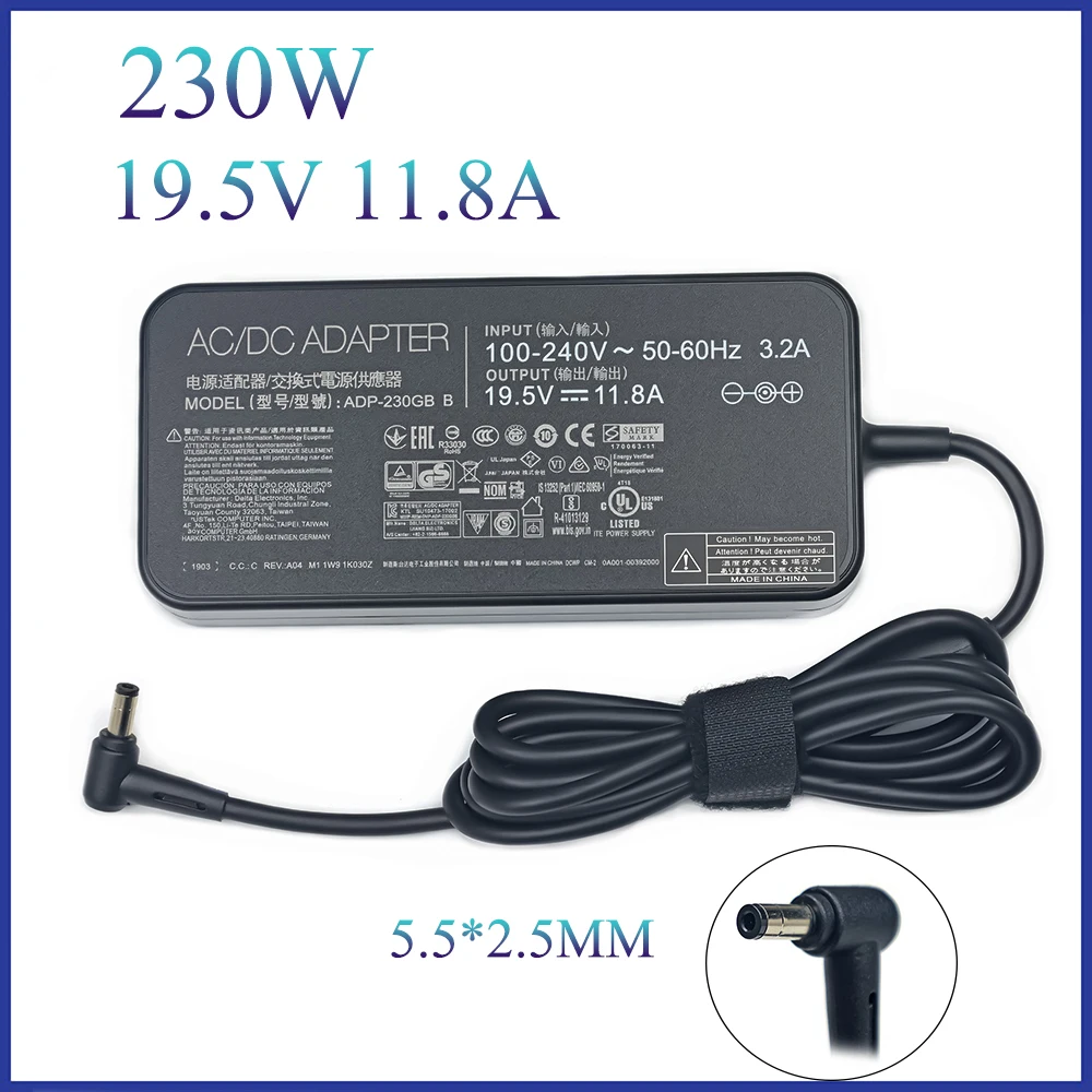 

19.5V 11.8A 230W Charger For ASUS AERO 15-Y9-4K80P AERO 15-X9-RT4K5MP GAMING Laptop Adapter ZX8-CR5S1