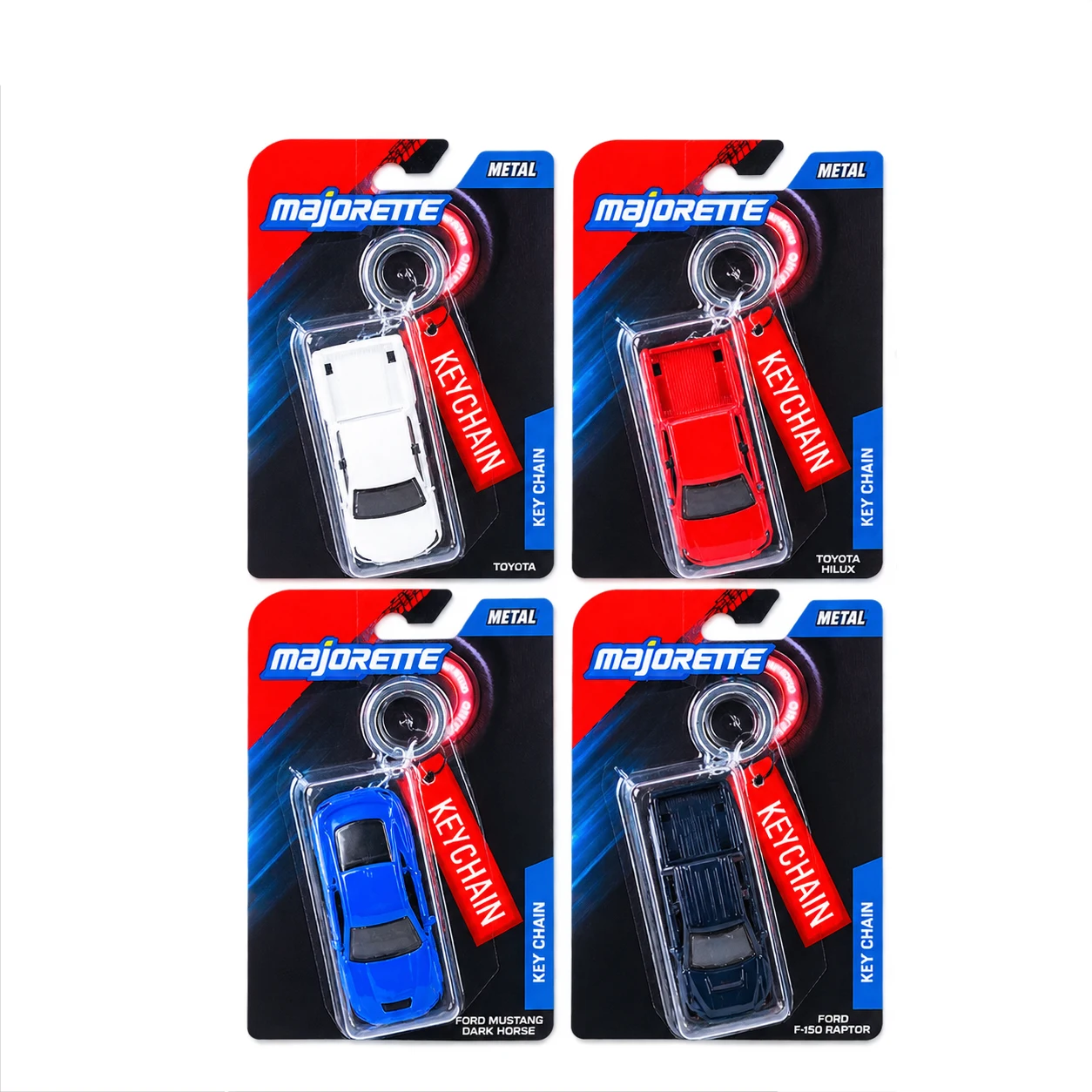 Majorette Diecast Car Model Keychain – Ford Raptor/Mustang Dark Horse/Toyota Hilux Revo Red&White Vehicle Keychain - view 6
