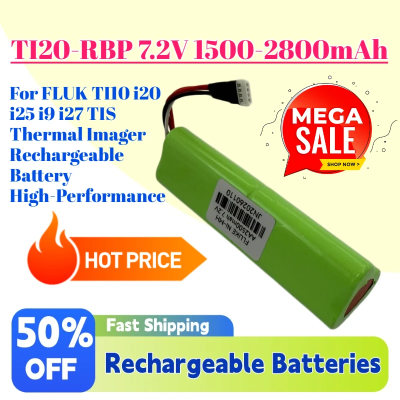TI20-RBP 7.2V 1500-2800mAh Ni-MH Battery for FLUK TI10 I20 I25 I9 I27 TIS Thermal Imager Rechargeable Battery High-Performance