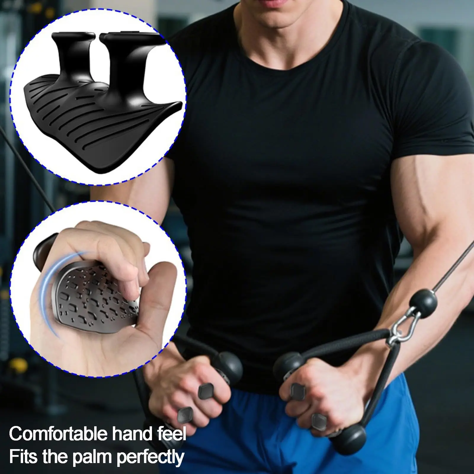 Doppelseitige Anti-Rutsch-Fitnesshandschuhe, Silikon-Fingerlose Handschuhe für Klimmzüge, Handflächenpolster, Handschutz für Männer und Frauen – Detail 6
