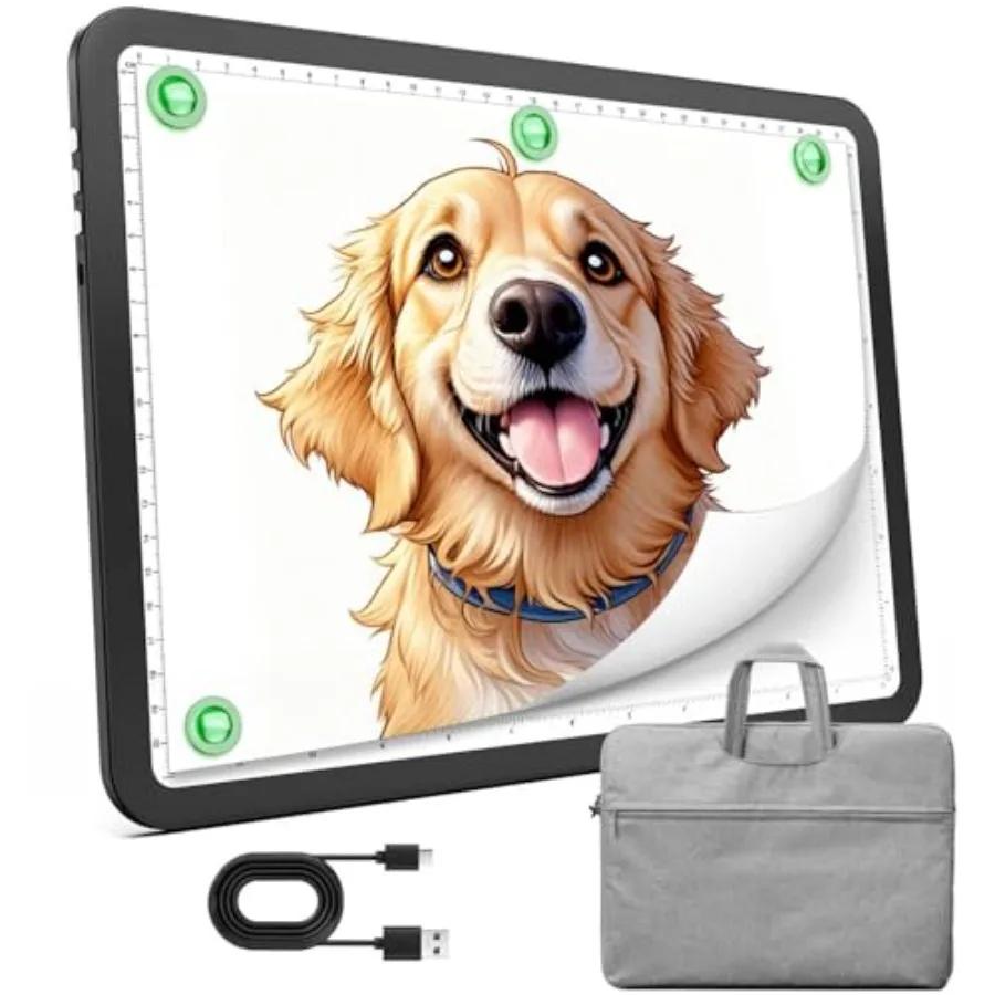 

Tracing Light Box Padded Case, Ultra Bright Led Light Pad with Physical Button, Wireless Light Board for Diamond Painting, Dimm