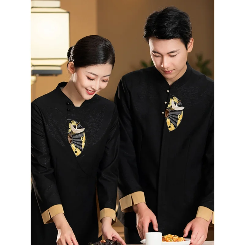 white-crane-spreading-wings-hotel-waiter-uniform-for-women-short-sleeved-autumn-and-winter-restaurant-dining-hot-pot-restau