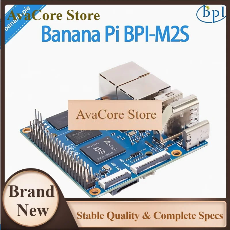 AvaCoreBanana Pi BPI-M2S adopts Amlogic A311D/S922x chip design, supports 2 Gigabit Ethernet ports, 4GB RAM, 16GB eMMC