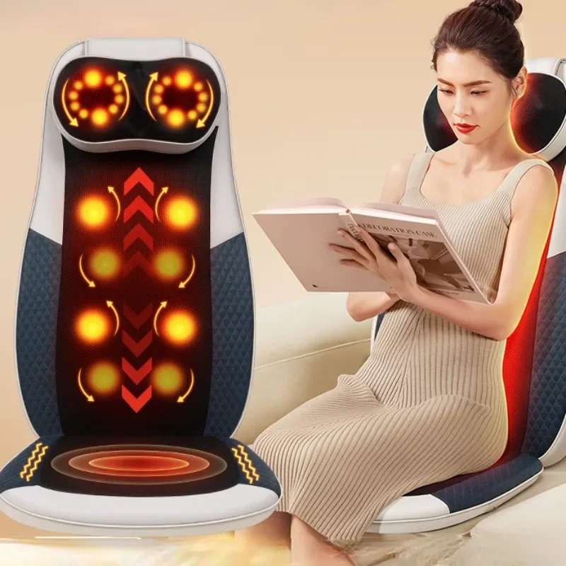 Electric Back Massager Cervical Heating Neck Waist Shiatsu Massage Cushion Household Kneading Full Body Massage Mats  for Chair