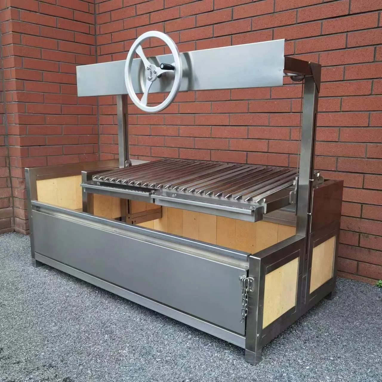 

53" Wood Charcoal Stainless Steel BBQ Grill Asado / Parrilla / Santa Maria /Argentina /Argentine Grill With Brasero Basket